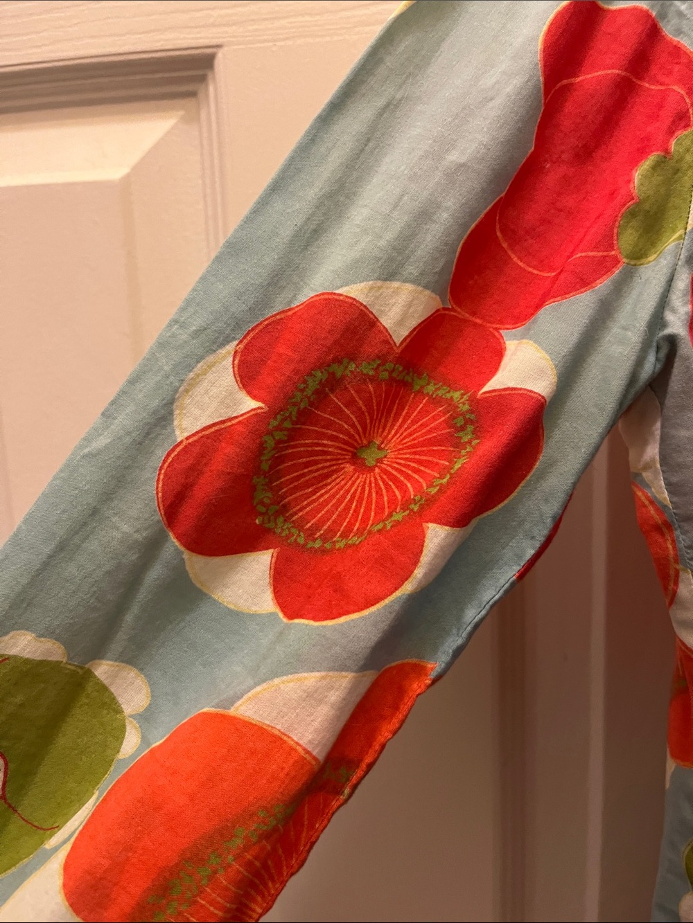 Anthropology Floral Button down Shirt - Blue with Red & Orange Flowers Odille - Picture 4 of 5